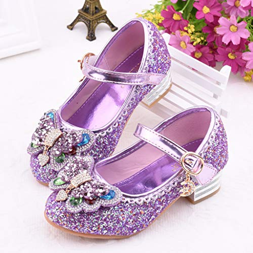 Glitter purple princess ballerinas with low heels and pretty bow