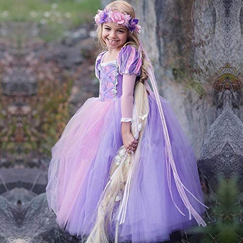 Purple princess dress for girl, puffy with tutu