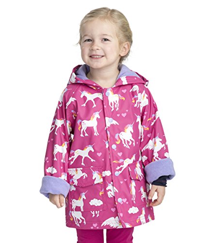 Purple rain jacket with unicorns for girls by Hatley