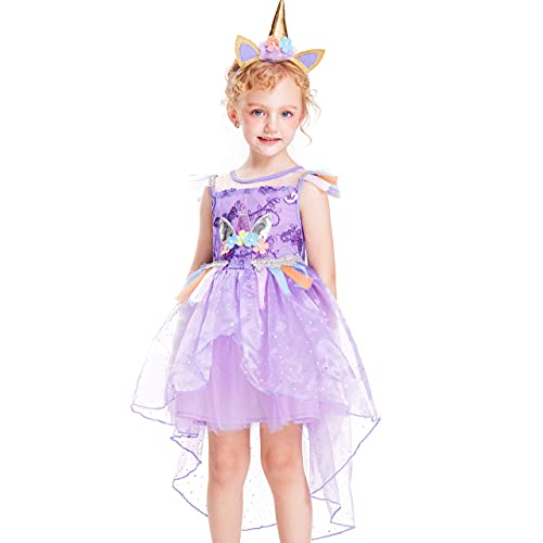 Purple unicorn tutu dress for little girly