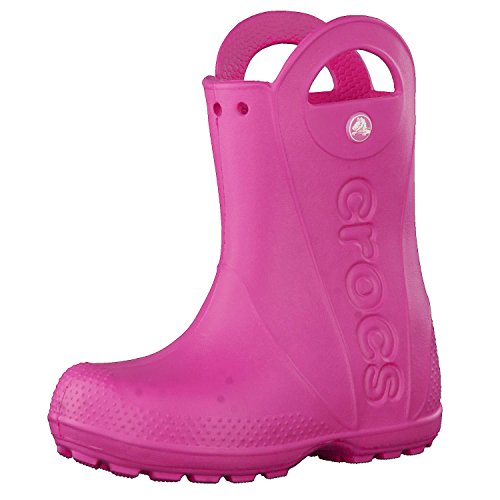 Plain pink rain boots for little girls designed by Crocs