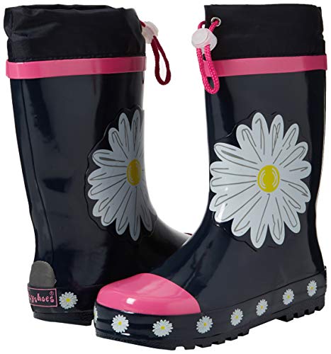 Playshoes girls' daisy rain boots with drawstring