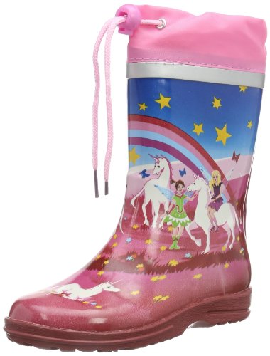 Pink rain boots with unicorns and fairies for girly girls with drawstring Beck Wonderland