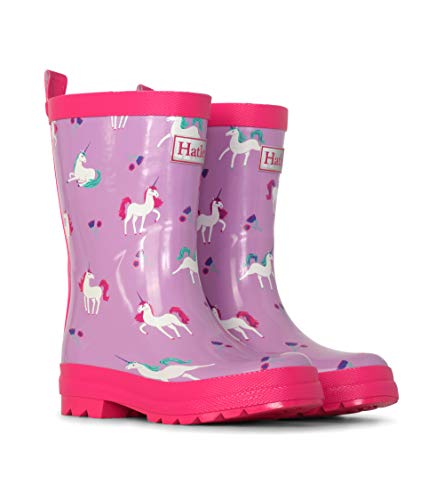 Purple and pink unicorn rain boots for girly girls Hatley