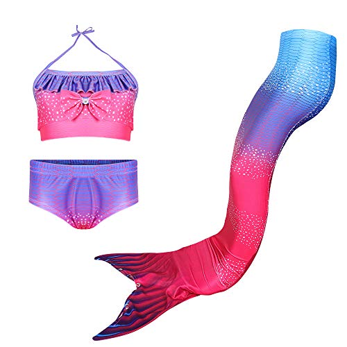 Rainbow mermaid tail swimsuit for little girl compatible to walk