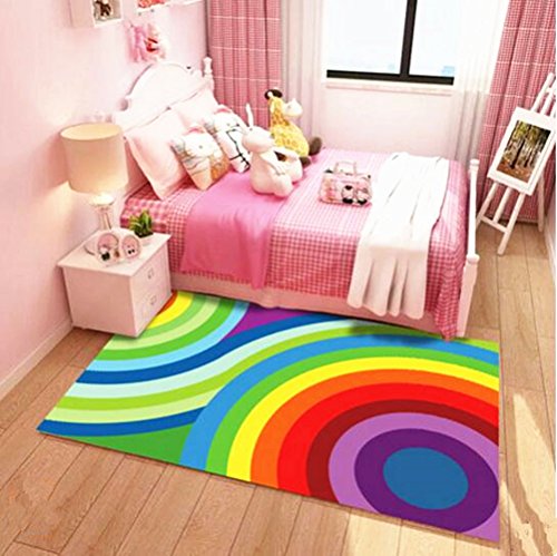 Rainbow carpet for a colourful girly bedroom