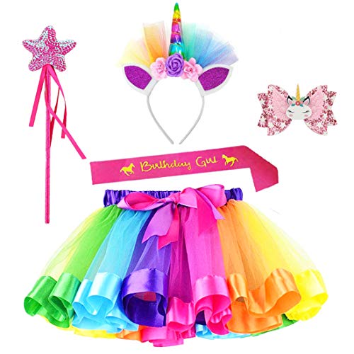 Girl's rainbow tutu with unicorn headband