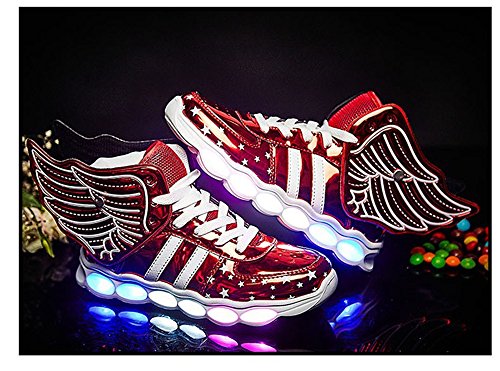 Red, flashy and winged, flashing and bright Led light up trainers for girls