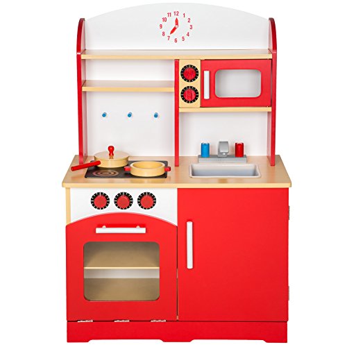 Red wooden kitchen for girls
