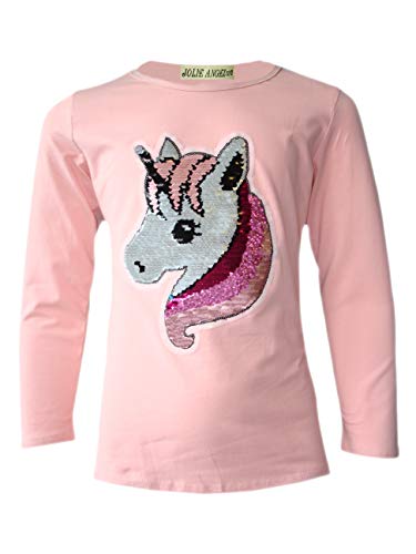 Pink girl sequin t-shirt with unicorn