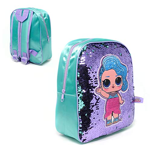 Reversible sequin LOL Doll backpack blue and purple for little girls