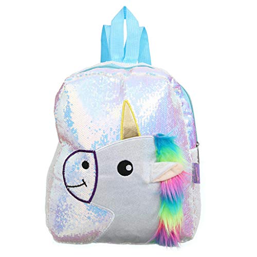 Petit sac à dos fille Licorne à sequins et crinière en peluche Rainbow