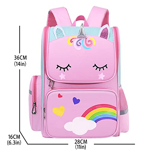 School unicorn backpack for little girl