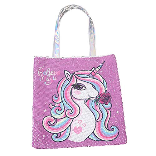 Sequin tote bag with unicorn