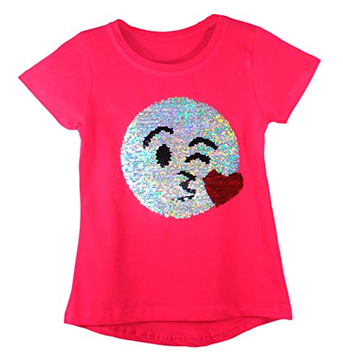 Sequins T-shirt for girl with smiley