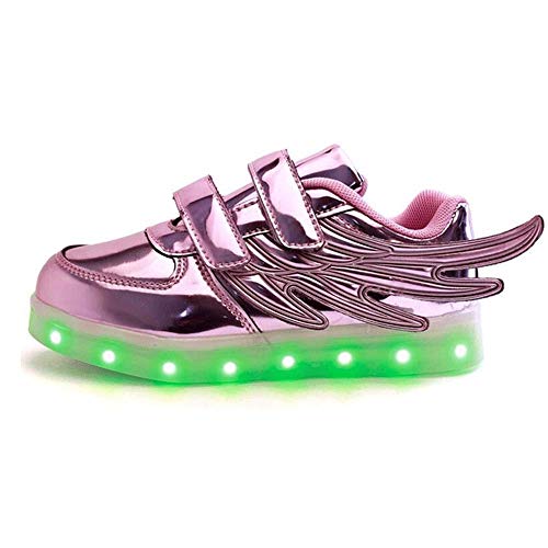 Shinny pink light up sneakers with wings