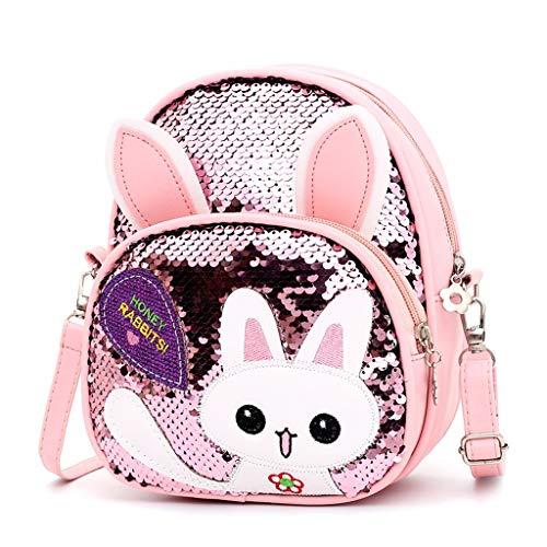 Small pink bag with sequins and rabbit motif 