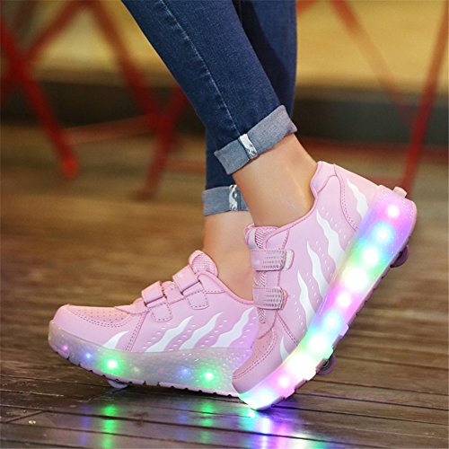 Pink and white LED trainers for girls with remote control