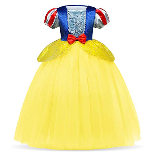 Snow White dress with cape and yellow petticoat in puffy veil