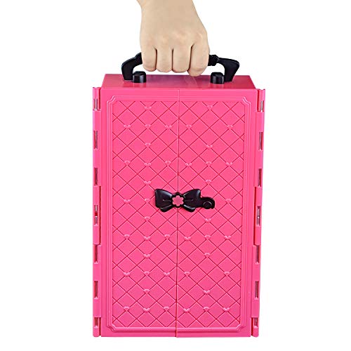 Pink fushia dresser Zita portable with Barbie style doll clothes 