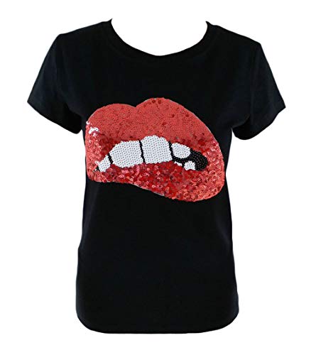 T-shirt for girls with sequinned mouth