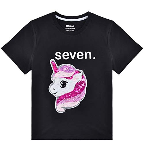 Black magical girl's reversible sequinned unicorn t-shirt