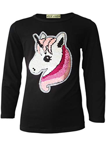 Black magical girl's reversible sequinned unicorn t-shirt