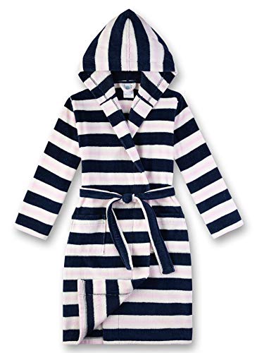 Teenage girl's navy striped bathrobe