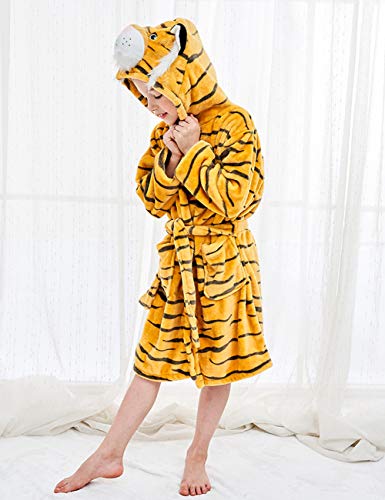 Tiger bathrobe with hood and little ears for girls from 3 to 8 years Happy Cherry