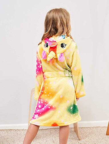 Unicorn bathrobe for girls in yellow with 3D horn and mane from 5 to 18 years