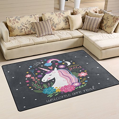 Unicorn carpet with a dark star background