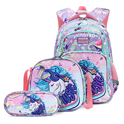 Unicorn school backpack set