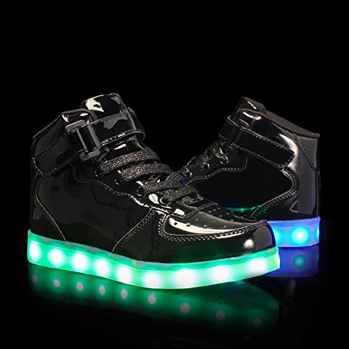 Voovix girl's flashing black glow Led light up sneakers