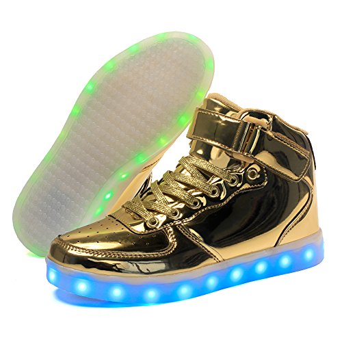 Voovix girl's flashing gold glow Led light up sneakers