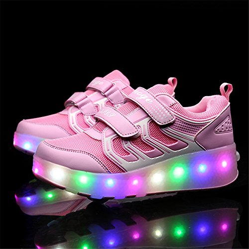 Voovix pink and white with LED lights trainers for girls
