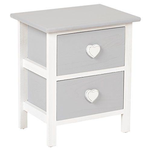 White and grey romantic bedside table wood