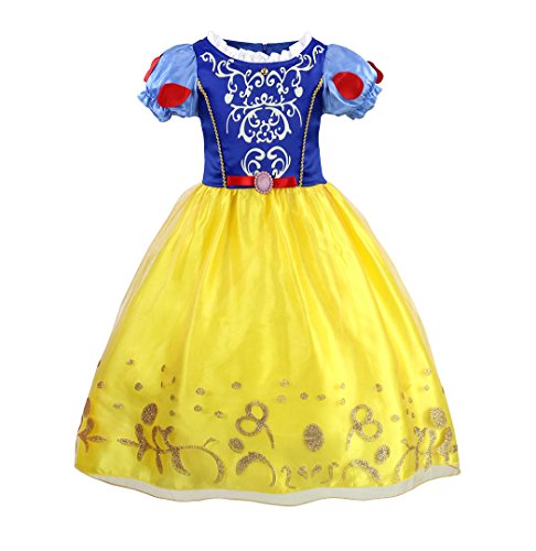 Snow White dress for girls without cape, but with ornament on the chest