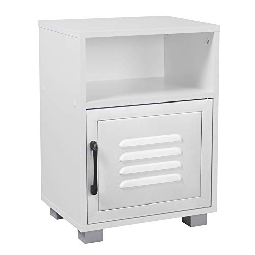 White steel bedside table perfect for a teenager's room with an industrial look