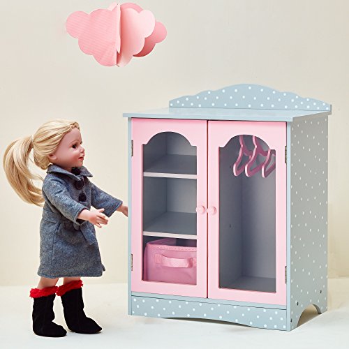 Wooden closet for dolls clothes